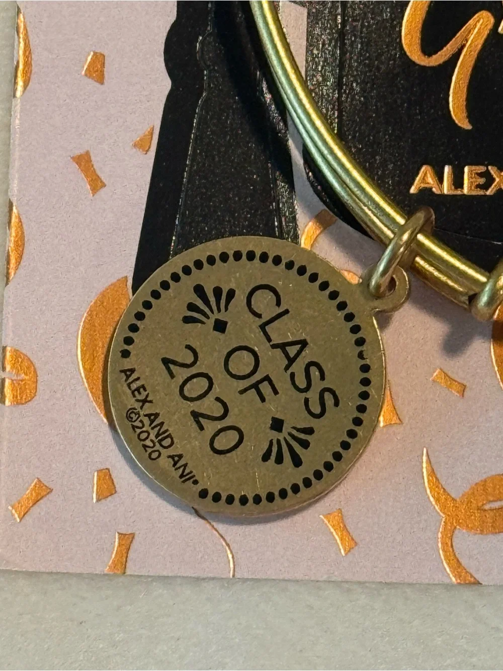 NWT Alex and Ani 2020 Graduation Cap Bangle Bracelet - Gold